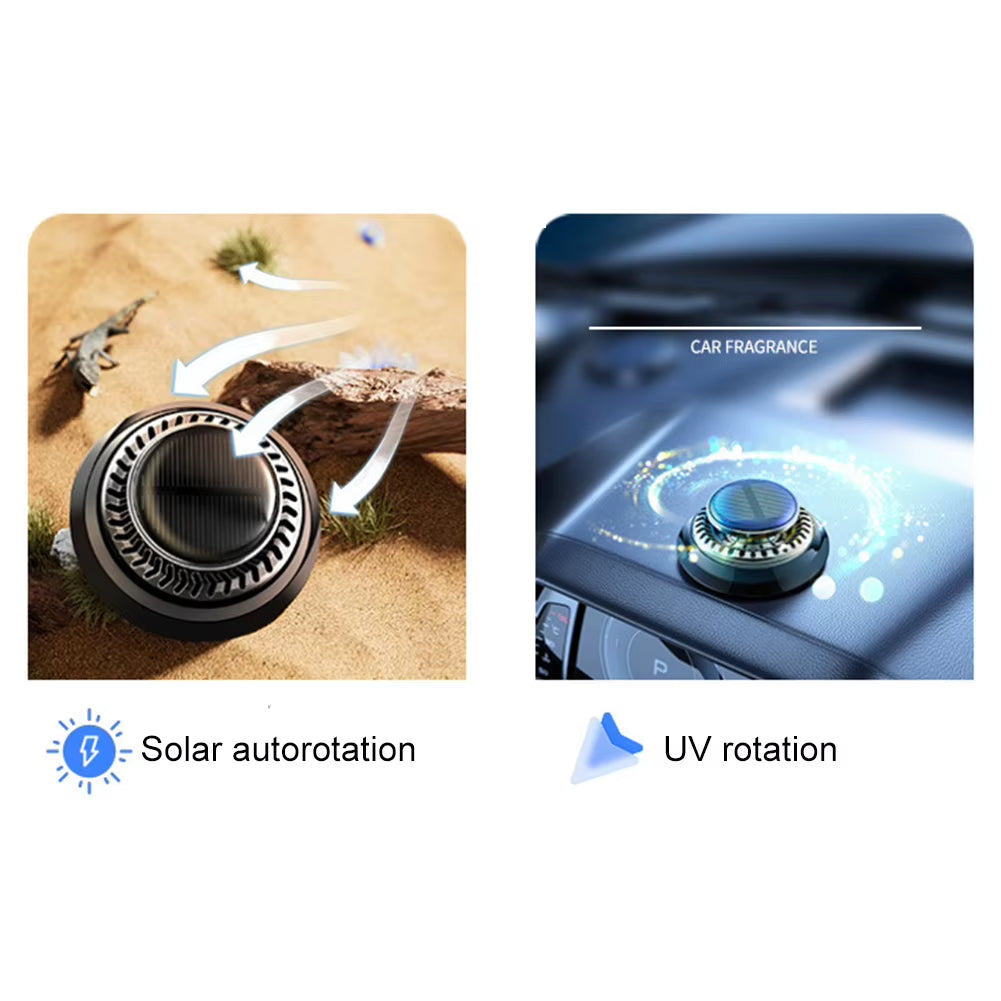 Solar-Powered Car Air Freshener with Rotating Aromatherapy Diffuser and Long-Lasting Essential Oils for Interior Deodorization