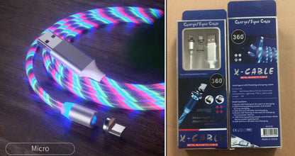 Magnetic Fast Charging Cable with LED Indicator for Lightning, Micro USB, and Type-C Devices
