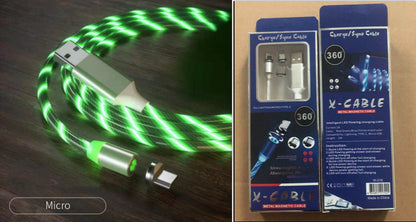 Magnetic Fast Charging Cable with LED Indicator for Lightning, Micro USB, and Type-C Devices