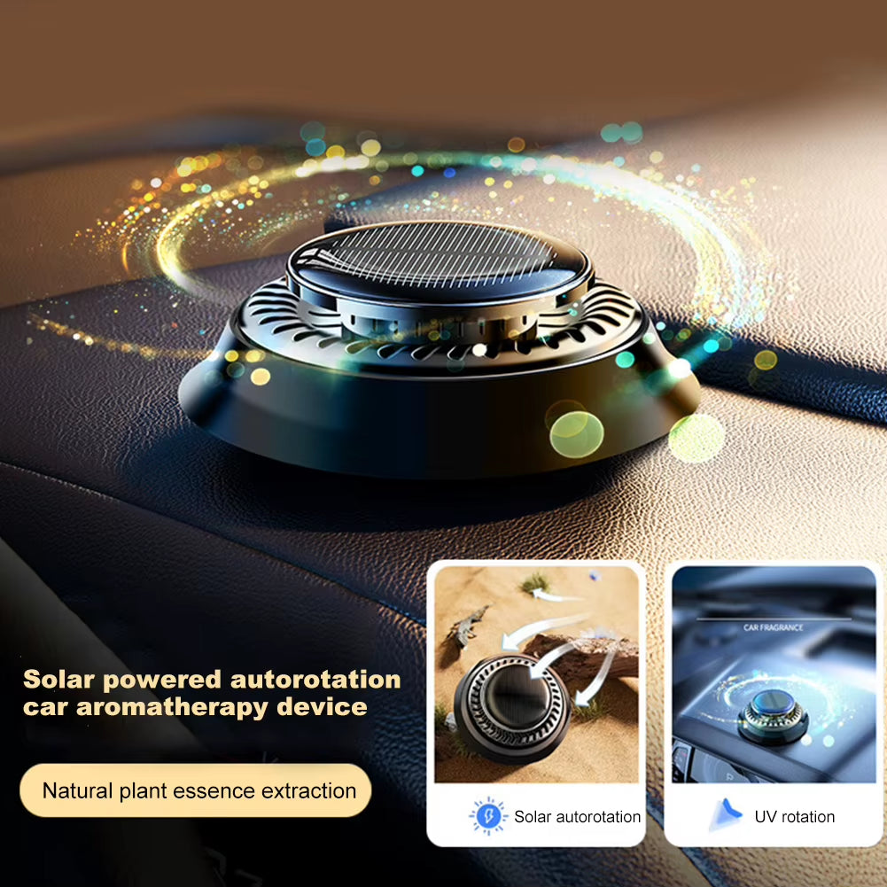 Solar-Powered Car Air Freshener with Rotating Aromatherapy Diffuser and Long-Lasting Essential Oils for Interior Deodorization