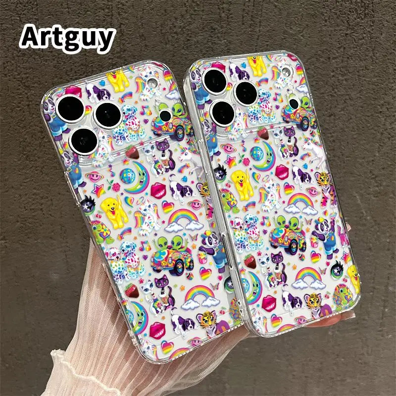 Whimsical Fantasy Menagerie TPU Pattern Phone Case for Iphone 17 15 16 14 Pro Max 13 12 11 Air XR XS E plus Non-Yellowing Clear Crystal Drop-Proof Protection Slim Silicone Cover