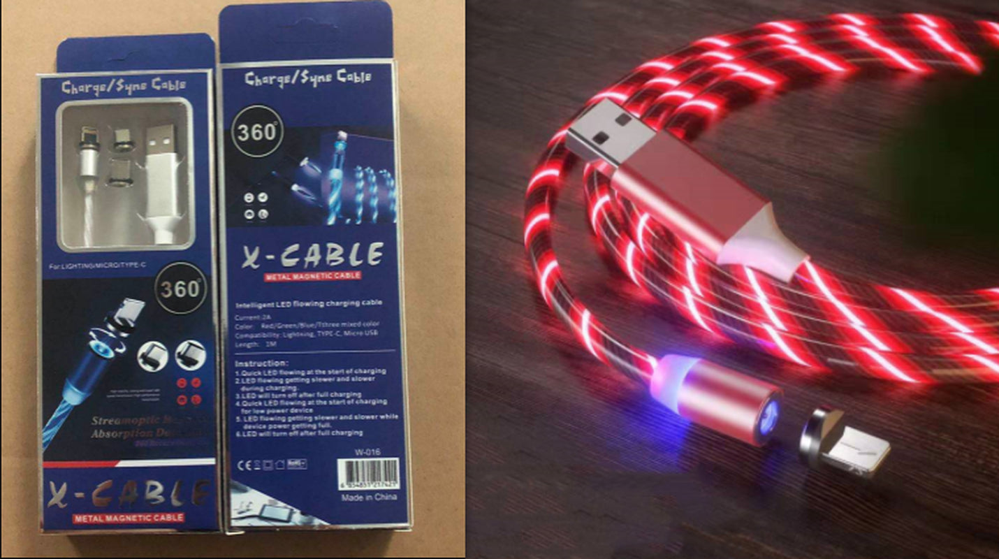 Magnetic Fast Charging Cable with LED Indicator for Lightning, Micro USB, and Type-C Devices
