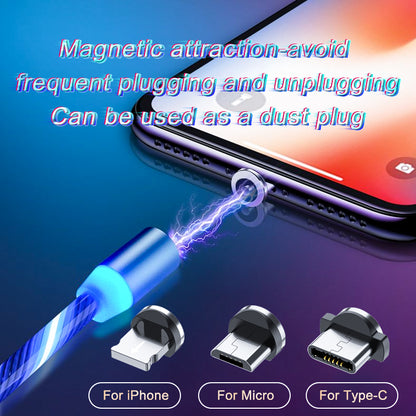 Magnetic Fast Charging Cable with LED Indicator for Lightning, Micro USB, and Type-C Devices