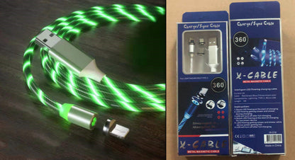 Magnetic Fast Charging Cable with LED Indicator for Lightning, Micro USB, and Type-C Devices