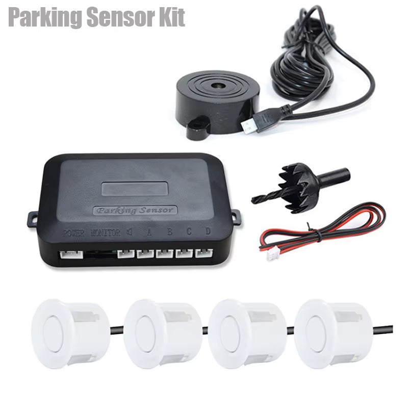 12V 22Mm Car Parking Sensor Kit Universal 4 Sensors Buzzer Reverse Backup Radar Sound Alert Indicator Probe System