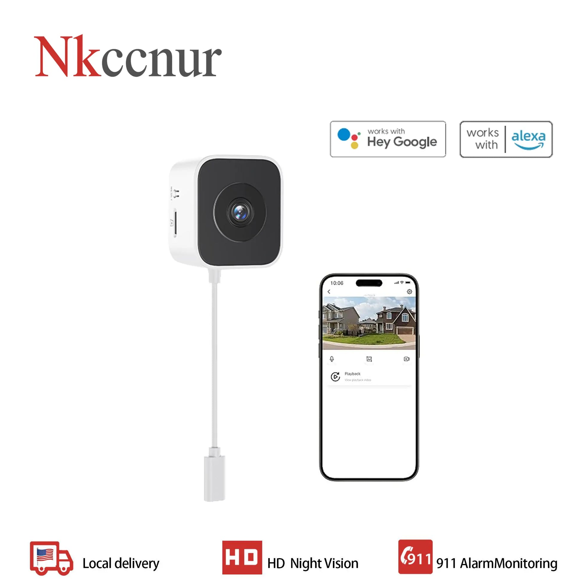Nkccnur PRO Windows Webcam - Smart AI Camera, 2K Full HD Resolution, Supports 2.4/5Ghz Dual Band and Two-Way Audio Communication, Realizes AI Smart Alarm System through Mobile App, Equipped with All-Weather Recording Function, , Safety