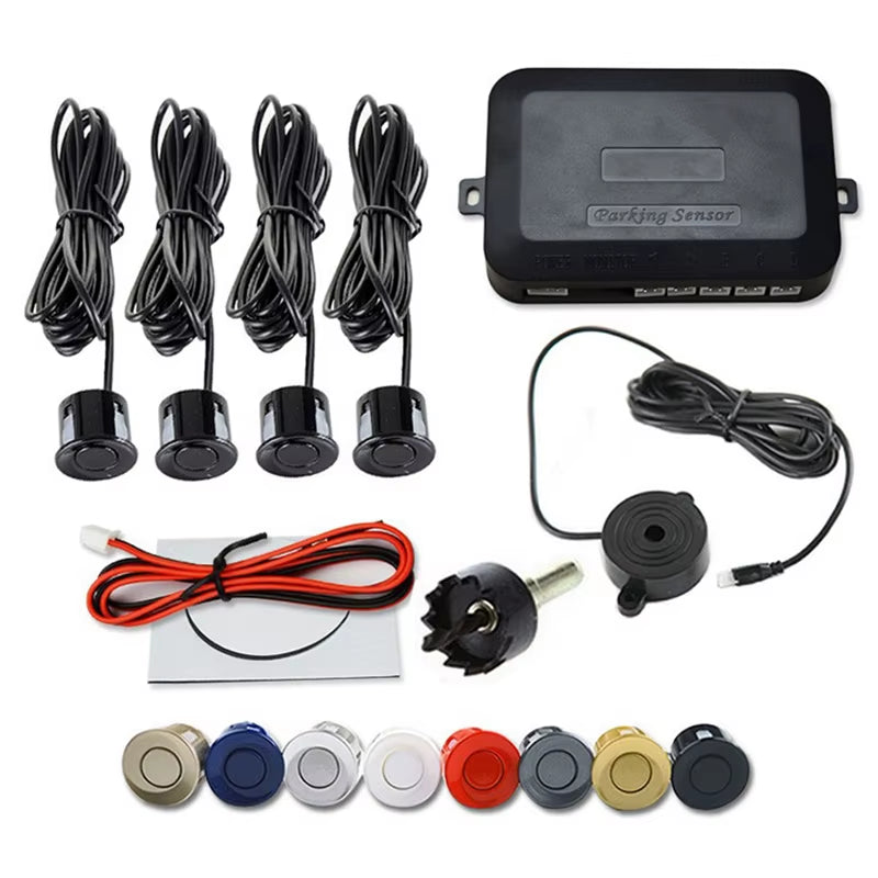 12V 22Mm Car Parking Sensor Kit Universal 4 Sensors Buzzer Reverse Backup Radar Sound Alert Indicator Probe System