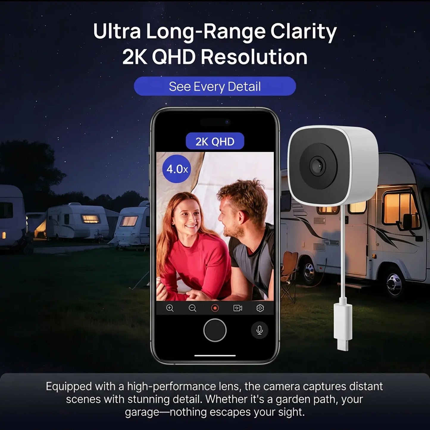 Nkccnur PRO Windows Webcam - Smart AI Camera, 2K Full HD Resolution, Supports 2.4/5Ghz Dual Band and Two-Way Audio Communication, Realizes AI Smart Alarm System through Mobile App, Equipped with All-Weather Recording Function, , Safety