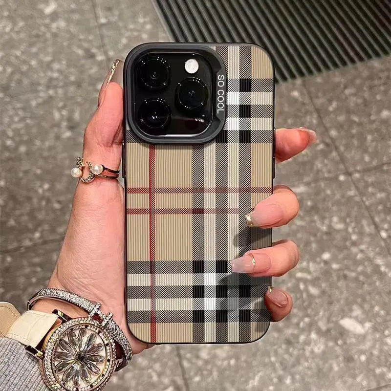 Creative Simple Plaid Applicable Iphone 17 16 plus 15 Promax 14 13 12 11 Drop-Resistant Protective Case.Hm163