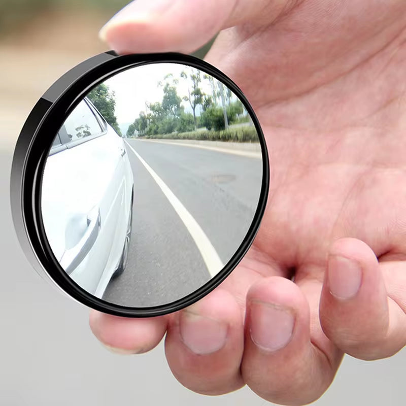 2-Piece 360-Degree Adjustable Blind Spot Mirrors - Round Frame Wide Angle Convex Rearview Mirrors for Enhanced Car Reversing Safety
