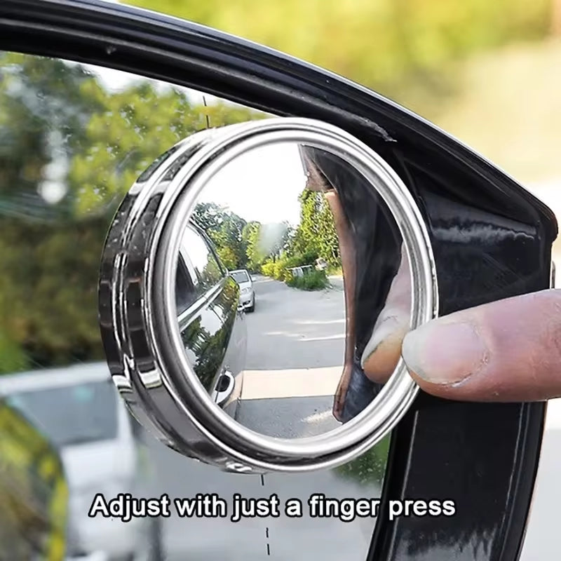 2-Piece 360-Degree Adjustable Blind Spot Mirrors - Round Frame Wide Angle Convex Rearview Mirrors for Enhanced Car Reversing Safety
