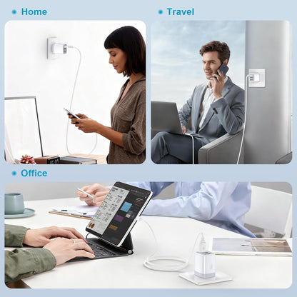 USB Wall Charger - 2-Pack 3-Port 3.1A Power Adapter Quick Charging Station for iPhone, iPad, and Samsung Galaxy Devices
