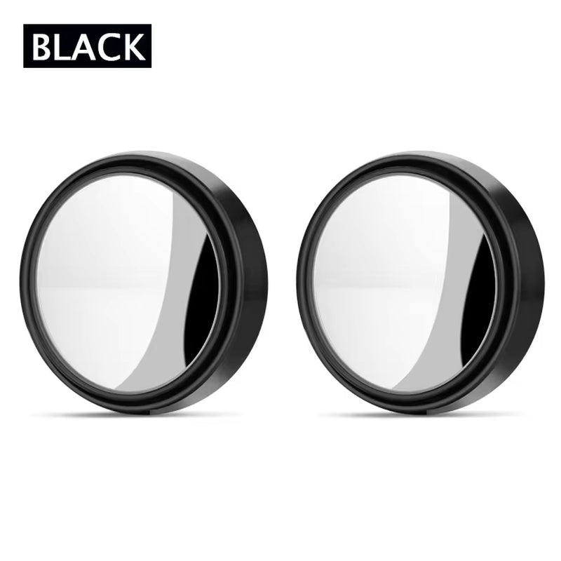 2-Piece 360-Degree Adjustable Blind Spot Mirrors - Round Frame Wide Angle Convex Rearview Mirrors for Enhanced Car Reversing Safety