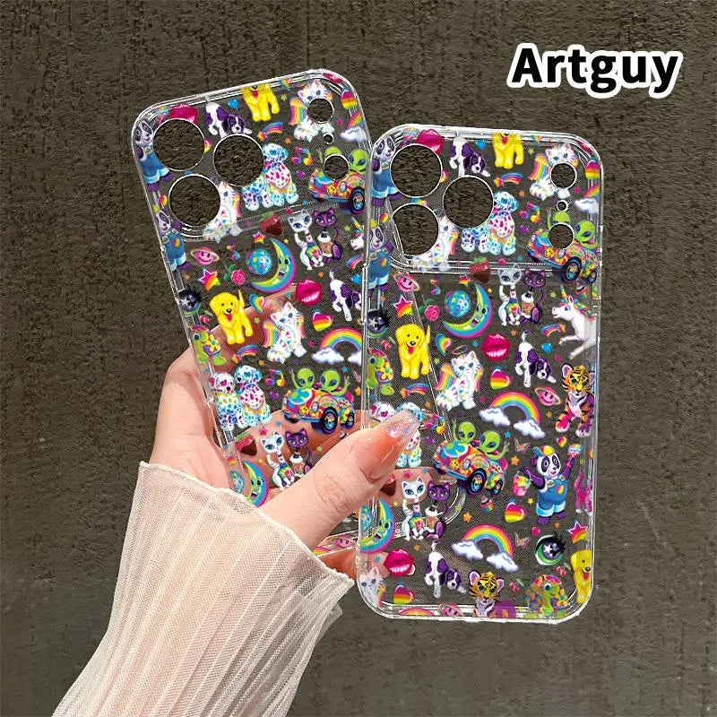 Whimsical Fantasy Menagerie TPU Pattern Phone Case for Iphone 17 15 16 14 Pro Max 13 12 11 Air XR XS E plus Non-Yellowing Clear Crystal Drop-Proof Protection Slim Silicone Cover