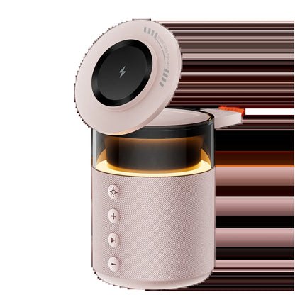 5-In-1 Magnetic Wireless Charging Station with Wireless Speaker Night Light Fast Charger for Iphone Iwatch Airpods with Speaker