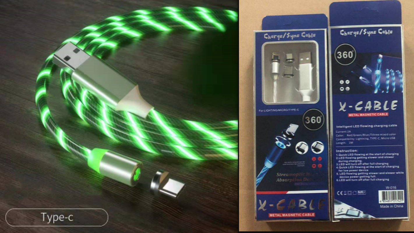 Magnetic Fast Charging Cable with LED Indicator for Lightning, Micro USB, and Type-C Devices