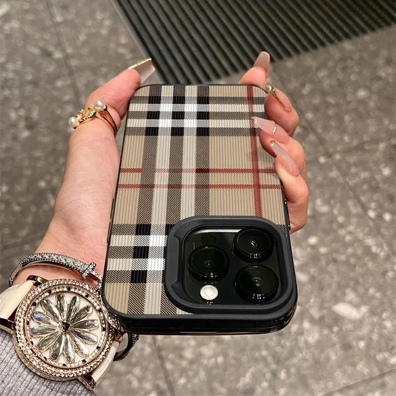 Creative Simple Plaid Applicable Iphone 17 16 plus 15 Promax 14 13 12 11 Drop-Resistant Protective Case.Hm163