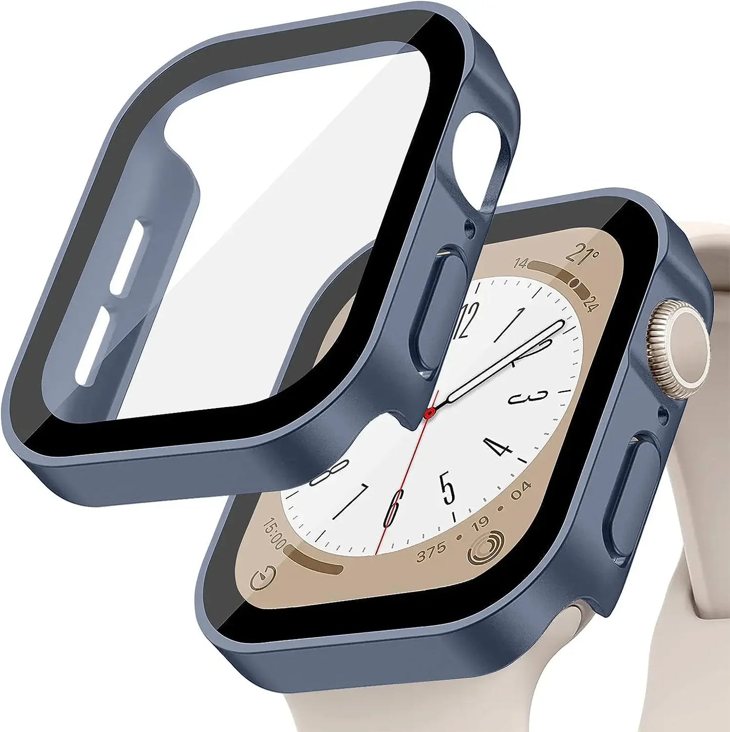 Tempered Glass+Cover for Apple Watch 11 10 9 8 7 46Mm 42Mm PC Bumper Screen Protector Case Iwatch Series 7 6 5 4 SE3 44 40 45Mm