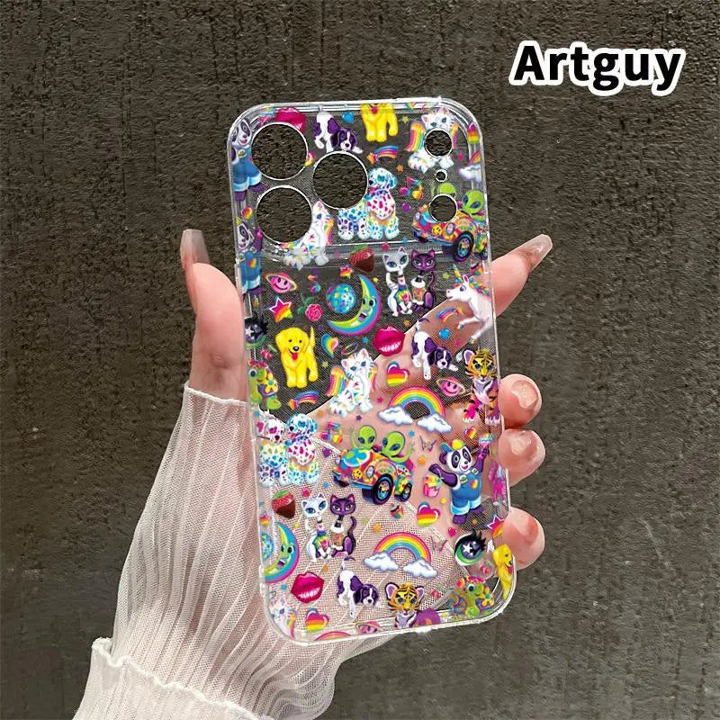 Whimsical Fantasy Menagerie TPU Pattern Phone Case for Iphone 17 15 16 14 Pro Max 13 12 11 Air XR XS E plus Non-Yellowing Clear Crystal Drop-Proof Protection Slim Silicone Cover