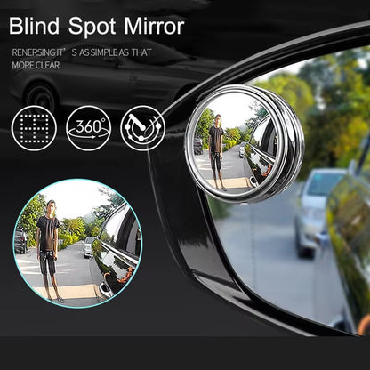 2-Piece 360-Degree Adjustable Blind Spot Mirrors - Round Frame Wide Angle Convex Rearview Mirrors for Enhanced Car Reversing Safety