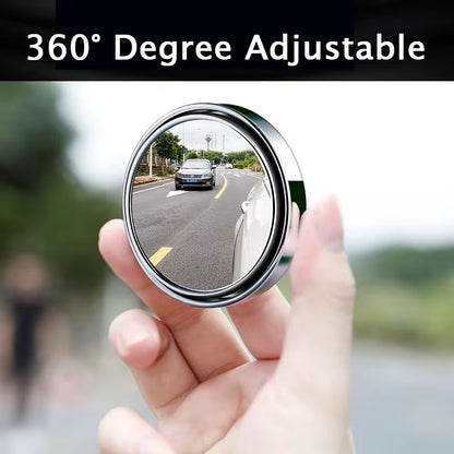 2-Piece 360-Degree Adjustable Blind Spot Mirrors - Round Frame Wide Angle Convex Rearview Mirrors for Enhanced Car Reversing Safety