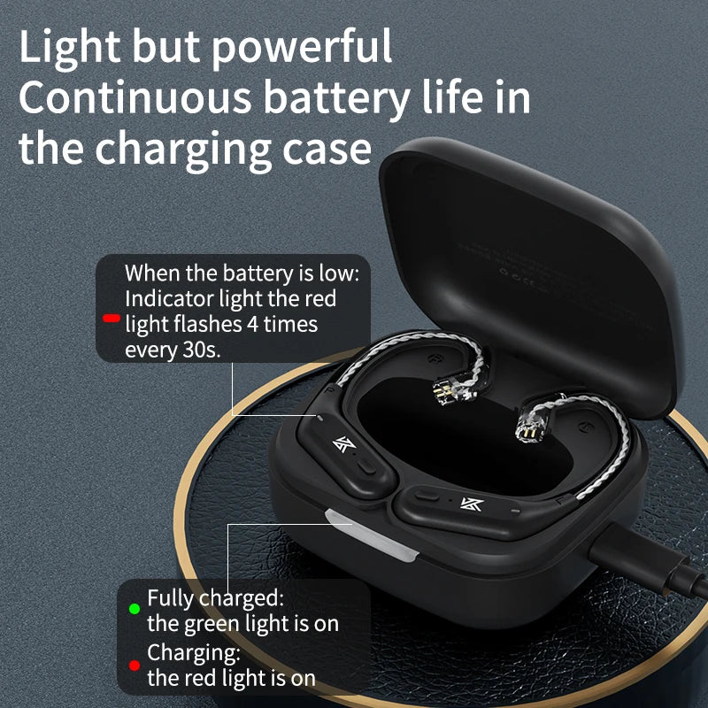 AZ09 HD Bluetooth Ear Hook Headset Cable HIFI Wireless Upgrade Cable with Charging Case