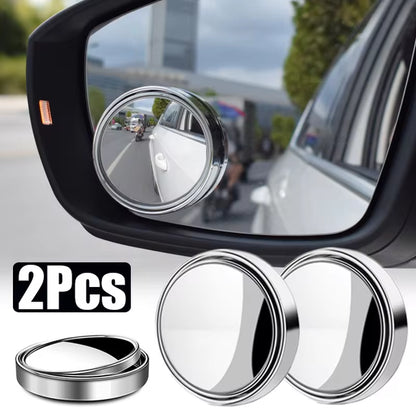 2-Piece 360-Degree Adjustable Blind Spot Mirrors - Round Frame Wide Angle Convex Rearview Mirrors for Enhanced Car Reversing Safety