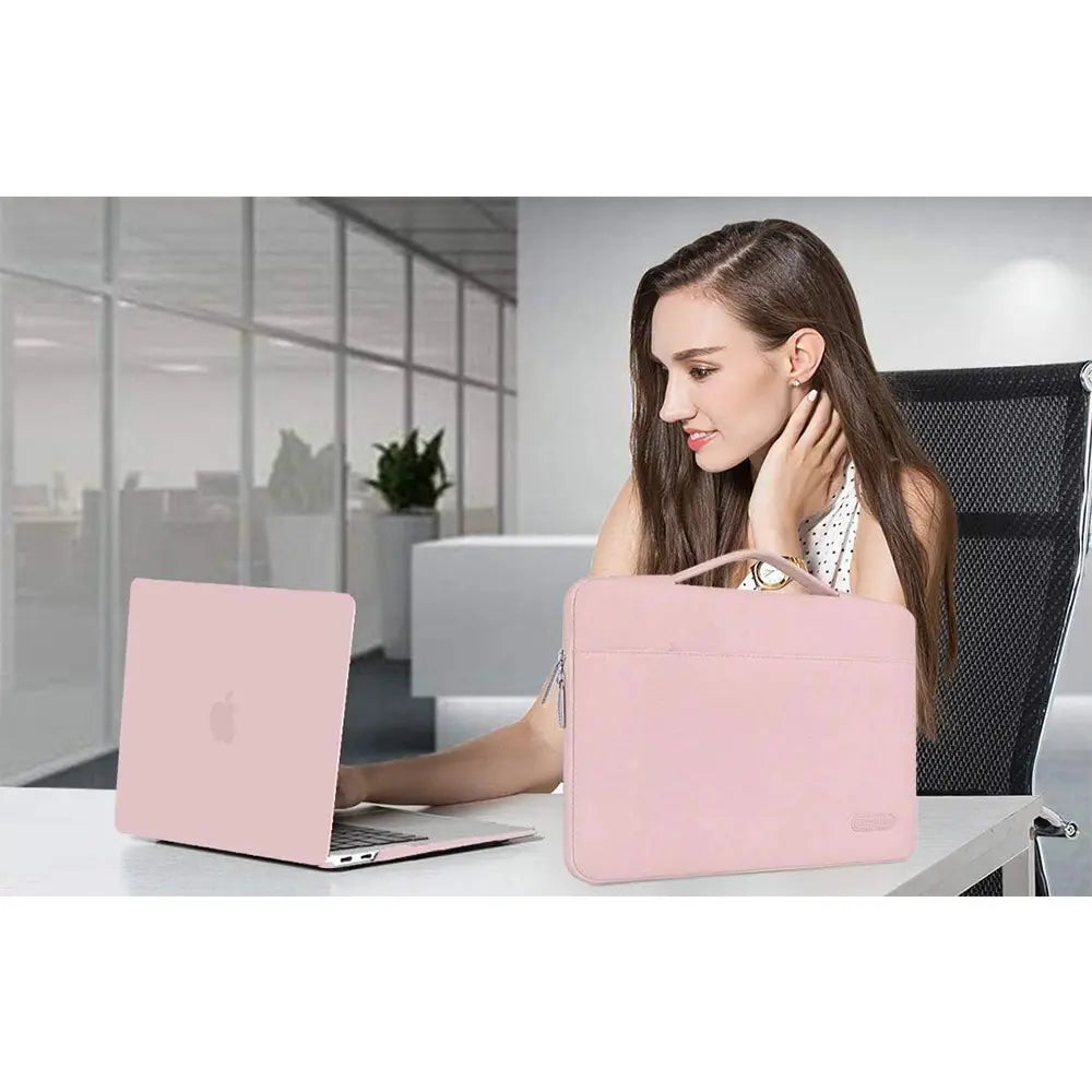 MOSISO Plastic Hard Case Bundle for 13 in Macbook Pro (M2 2025-2026, M1 2016-2024, A2338 A2251 A2289 A2159 A1989 A1708 A1706) - Includes Laptop Bag, Keyboard Skin, Webcam Cover, Screen Protector, Rose Quartz