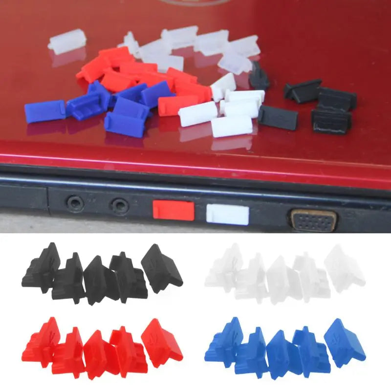 5-Pack Silicone USB Anti-Dust Plugs for Laptops and Tablets