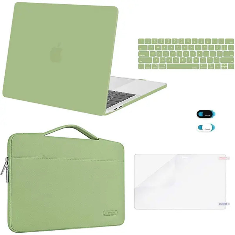 MOSISO Plastic Hard Case Bundle for 13 in Macbook Pro (M2 2025-2026, M1 2016-2024, A2338 A2251 A2289 A2159 A1989 A1708 A1706) - Includes Laptop Bag, Keyboard Skin, Webcam Cover, Screen Protector, Rose Quartz